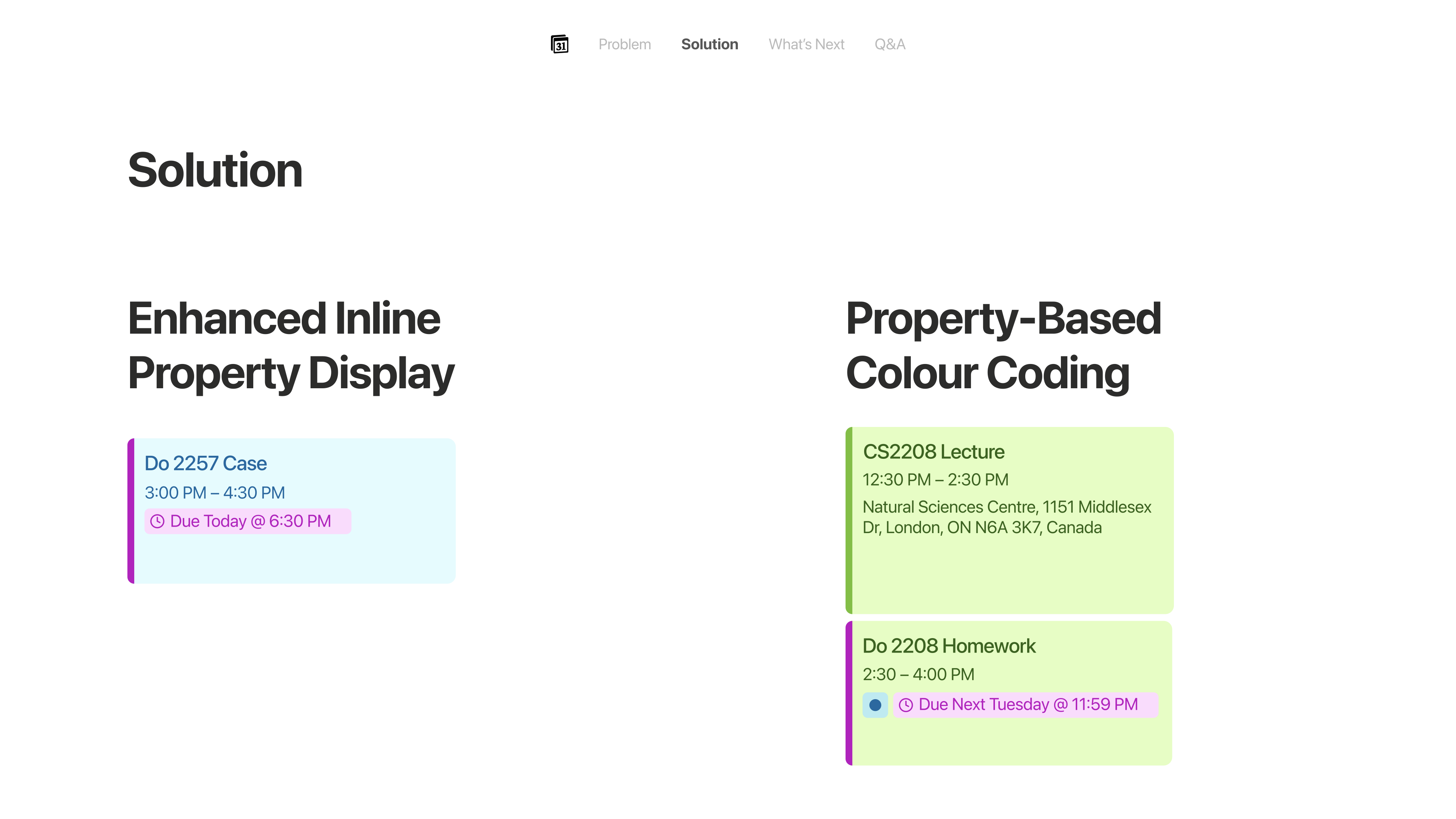 Inline Property Display and Color Coding