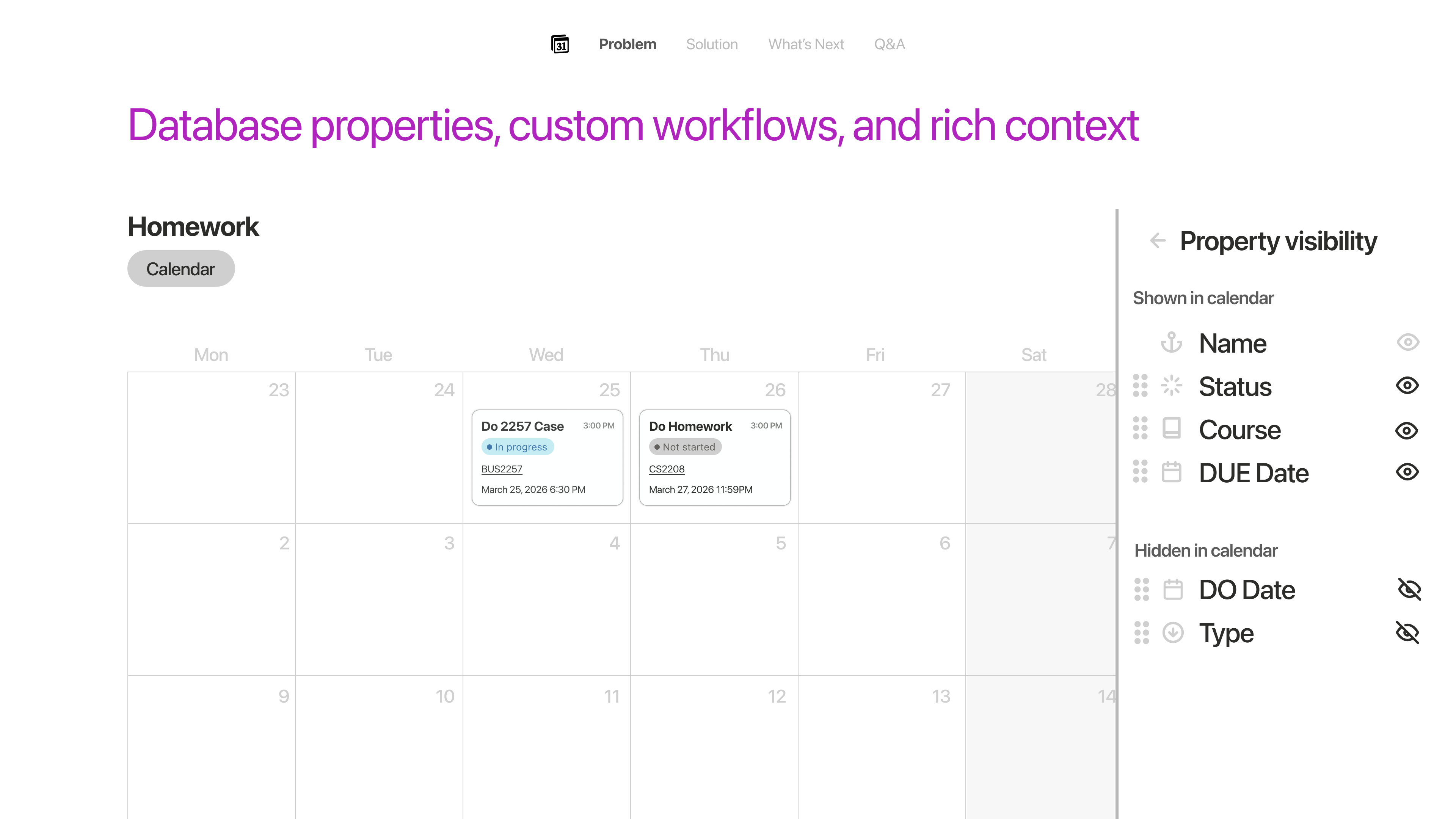 Property Visibility Panel Mockup